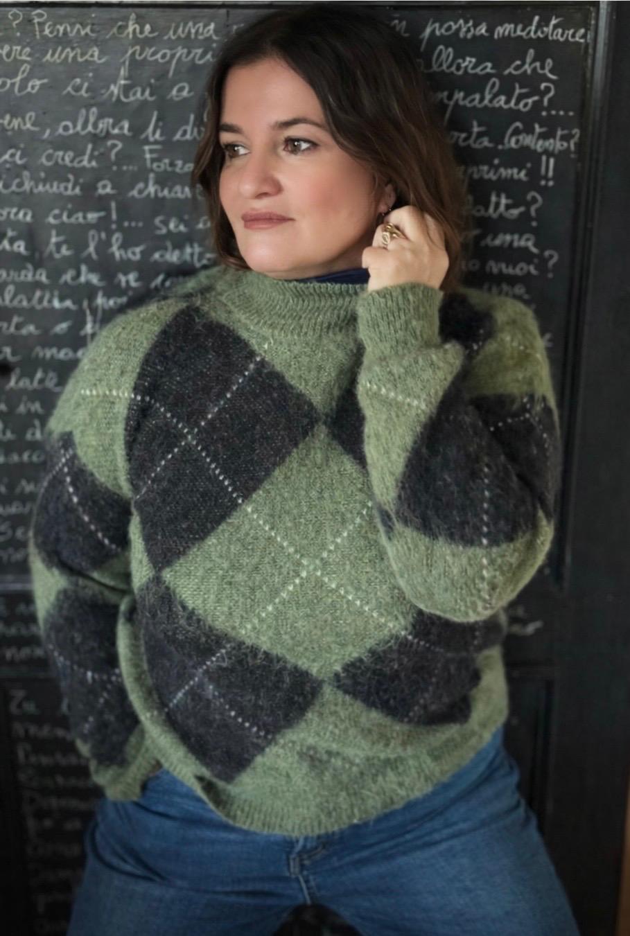 Maglione rombi verde