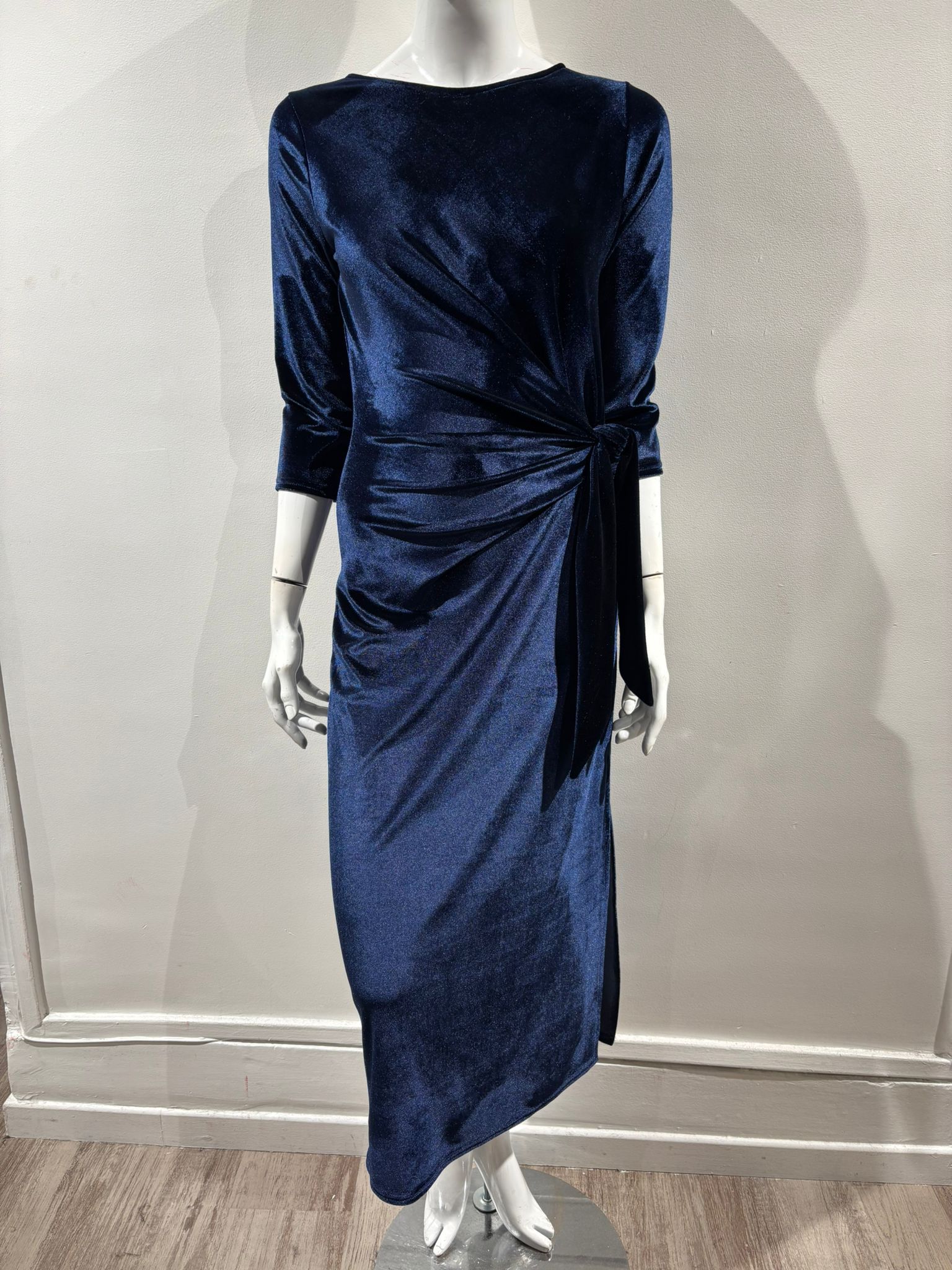 Vestito lungo velluto blu