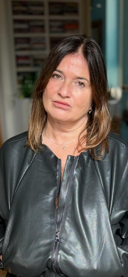 Bomber nero simil pelle